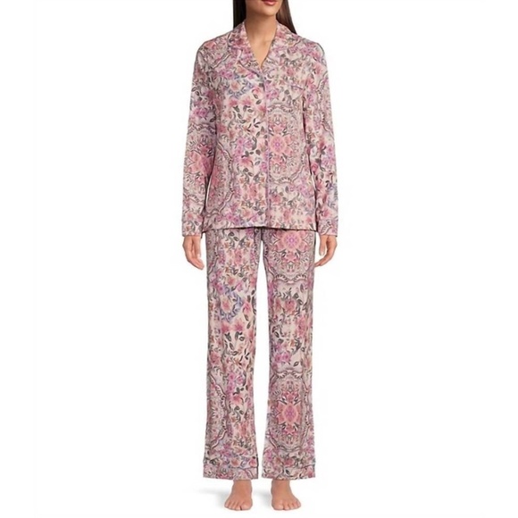 Johnny Was size L Aussie pajama set long sleeve & pant pink floral